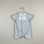 Load image into Gallery viewer, Patachou Blue and White Striped Shortall Romper 3 Months
