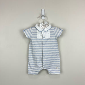 Patachou Blue and White Striped Shortall Romper 3 Months