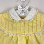 Load image into Gallery viewer, Vintage Cradle Togs Embroidered Cat Yellow Dress Diaper Set Lace Ruffle Small NWOT
