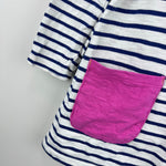 Load image into Gallery viewer, Mini Boden Fun Pocket Jersey Dress Navy Ivory Rainbow Wave 2-3
