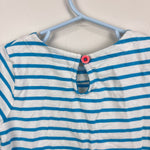 Load image into Gallery viewer, MIni Boden Applique Flamingo Jersey Dress Blue Ivory Stripe 3-4
