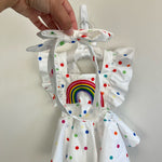 Load image into Gallery viewer, Baby Girl Rainbow Polka Dot Ruffle Romper 70 cm
