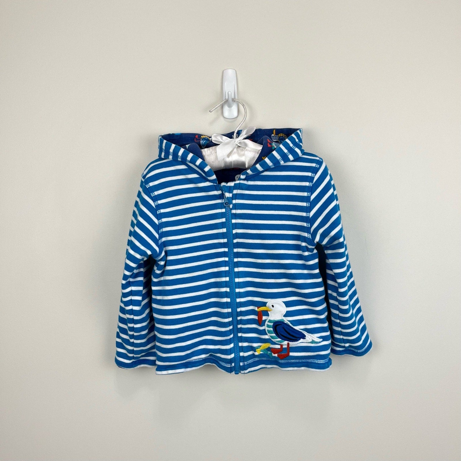 JoJo Maman Bebe Applique Seagull Reversible Hoodie 18-24 Months