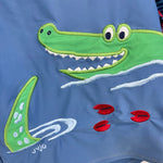 Load image into Gallery viewer, JoJo Maman Bebe Blue Alligator Rash Guard Swim Top 4-5
