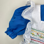 Load image into Gallery viewer, Vintage Hand Smocked by Carousel Blue Pinafore Ruffle Dress 6
