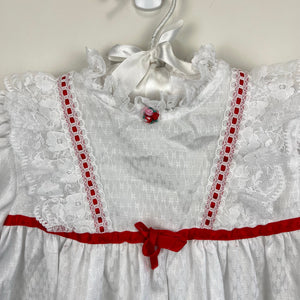 Vintage Winnie the Pooh White Lace Red Ribbon Bow Dress 3T USA