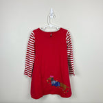 Load image into Gallery viewer, Mini Boden Festive Big Applique Dress Rockabilly Red Christmas Tree 5-6
