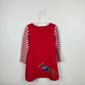 Mini Boden Festive Big Applique Dress Rockabilly Red Christmas Tree 5-6