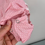 Load image into Gallery viewer, Messy Code Pink Polka Dot Ruffle Heart Sun Suit Romper Medium 12-18 Months
