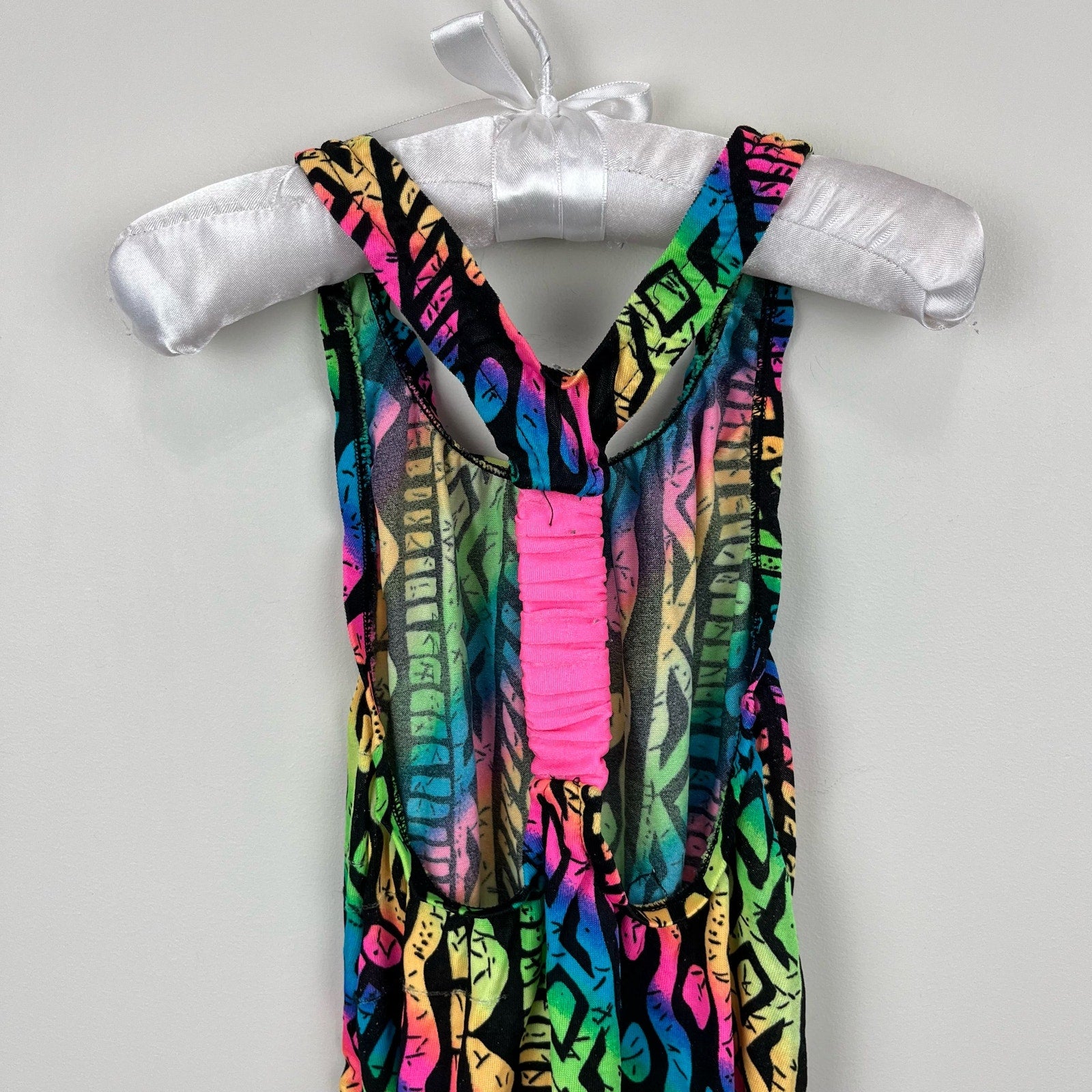 Vintage Neon Rainbow Printed Bathing Suit 8 USA