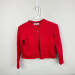 Load image into Gallery viewer, Mini Boden Pointelle Combed Cotton Cardigan Sweater Red 9-10
