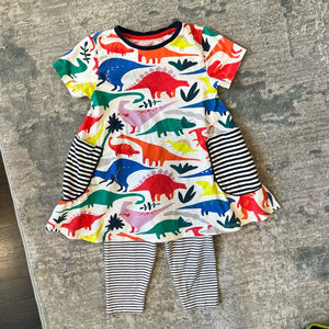 Mini Boden Dinosaur Tunic Dress & Leggings Set 7-8