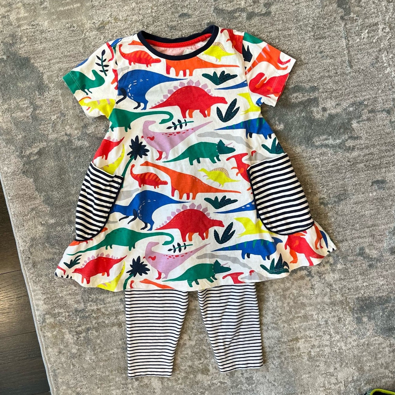 Mini Boden Dinosaur Tunic Dress & Leggings Set 7-8