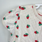 Load image into Gallery viewer, Mini Boden Short Sleeved Pointelle Top Ivory Strawberries 8-9
