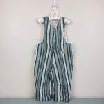Load image into Gallery viewer, Vintage Number One Jeans Green White Striped Overalls 24 Months Italy
