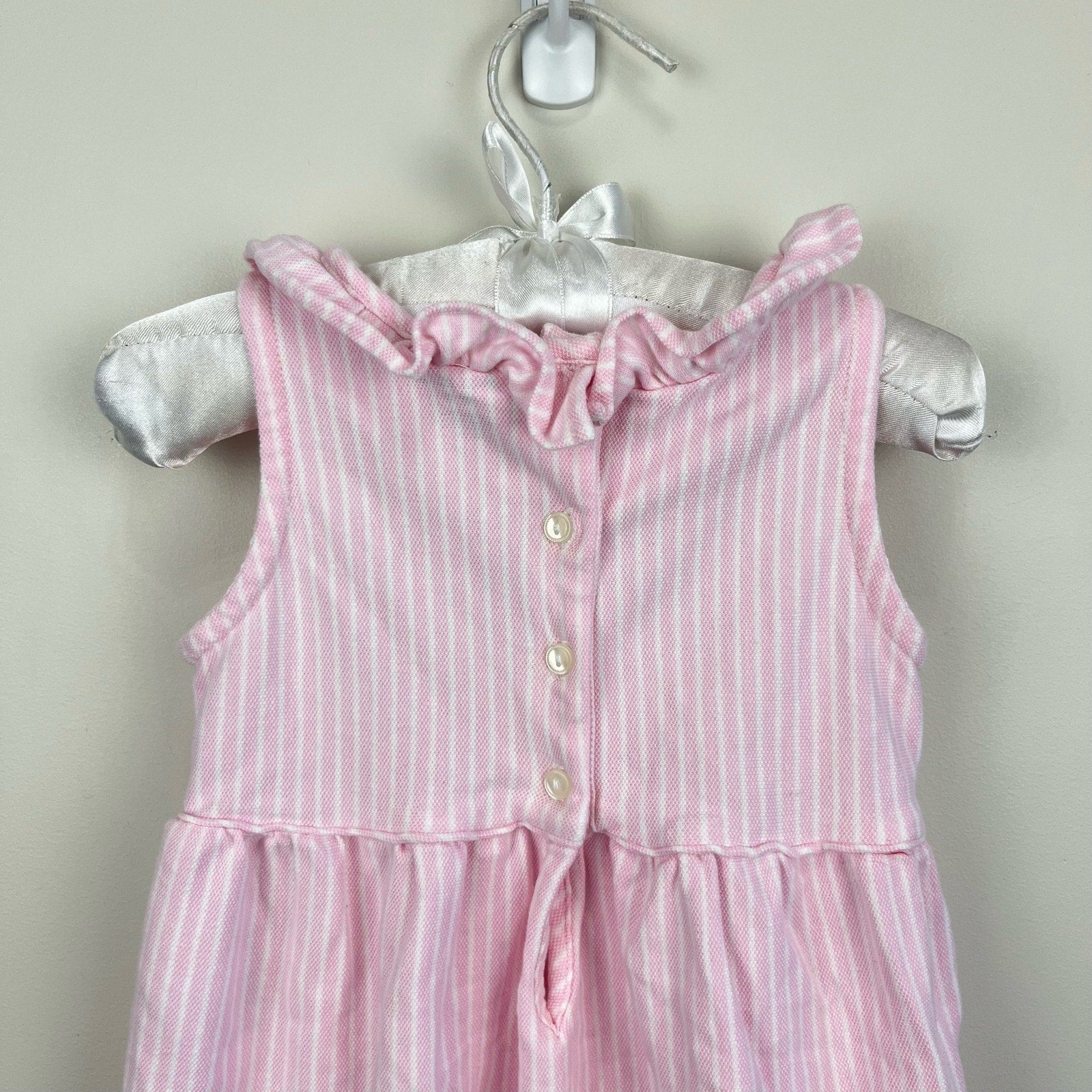 Ralph Lauren Ruffled Knit Bubble Shortall Pink 18 Months