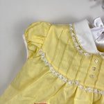 Load image into Gallery viewer, Vintage Cradle Togs Embroidered Cat Yellow Dress Diaper Set Lace Ruffle Small NWOT

