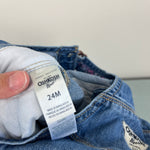 Load image into Gallery viewer, OshKosh B'gosh Floral Cuff Blue Jean Overalls 24 Months
