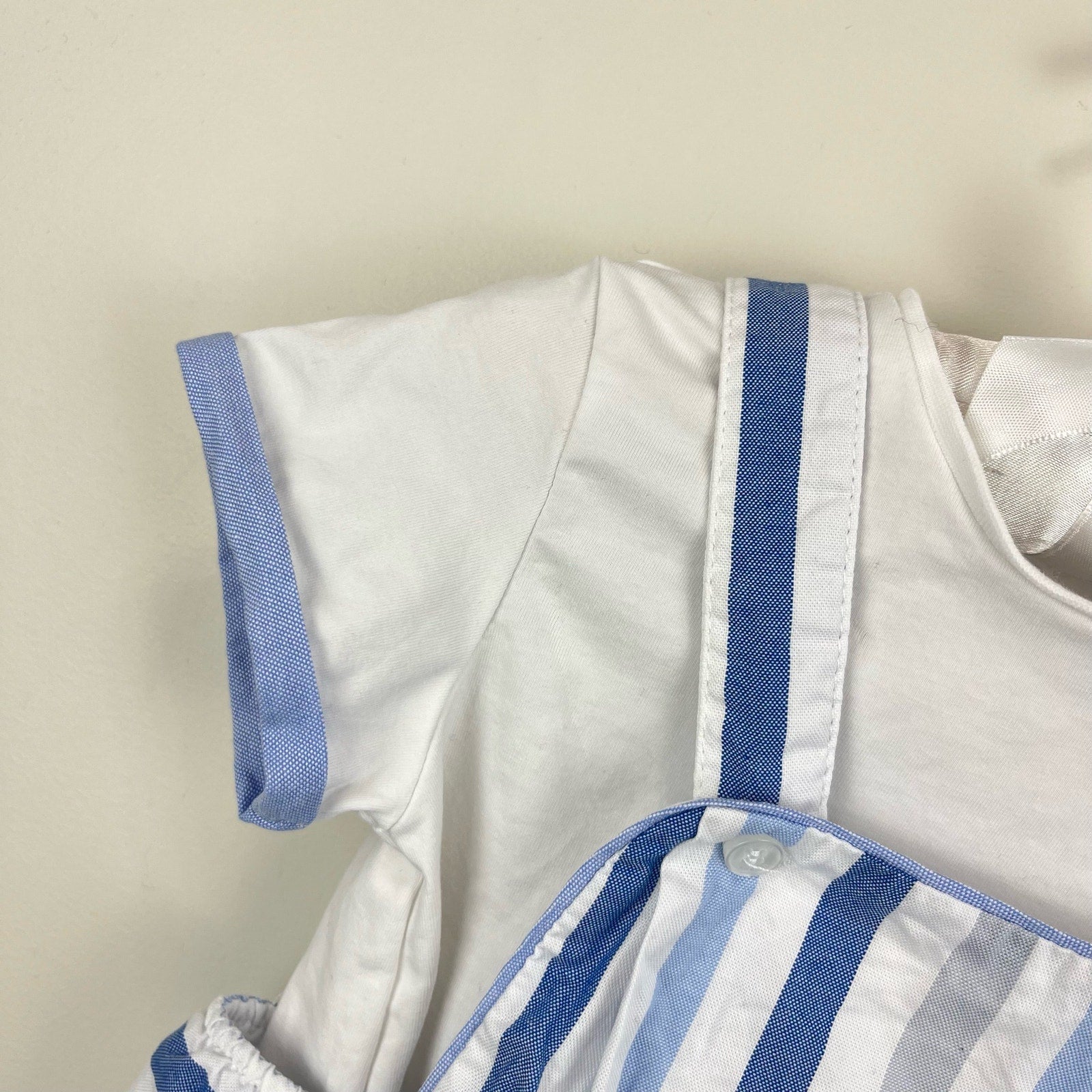 Mayoral Baby Blue Striped Dungaree Shorts Set 12 Months