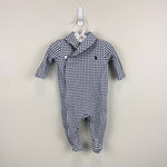 Load image into Gallery viewer, Ralph Lauren Baby Shawl Collar Houndstooth Navy Footie Coverall 3 Months
