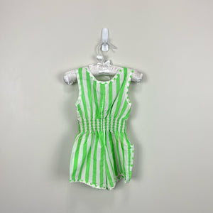 Vintage Carrots Green Polka Dot Stripe Romper 18 Months USA