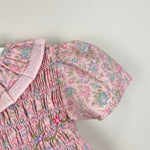 Load image into Gallery viewer, Vintage Polly Flinders Smocked Pink Floral Ruffle Dress 4T
