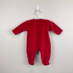 Load image into Gallery viewer, Kissy Kissy Red Velour Christmas Footie 0-3 Months
