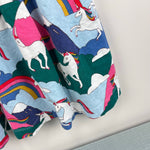 Load image into Gallery viewer, Mini Boden Short Sleeve Jersey Fun Dress Rainbow Unicorn 6-7
