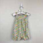 Load image into Gallery viewer, Mini Boden Organic Newbon Overalls Romper Aqua Spring Floral 6-9 Months
