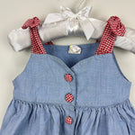 Load image into Gallery viewer, Vintage Girls Chambray Flower Applique Tank Dress 12 Months
