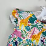 Load image into Gallery viewer, JoJo Maman Bebe Pretty Ruffle Shoulder Sunsuit Tropical Animals 12-18 Months
