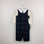 Load image into Gallery viewer, Ralph Lauren Cotton Bodysuit &amp; Plaid Overall Set 6-9 Months NWT
