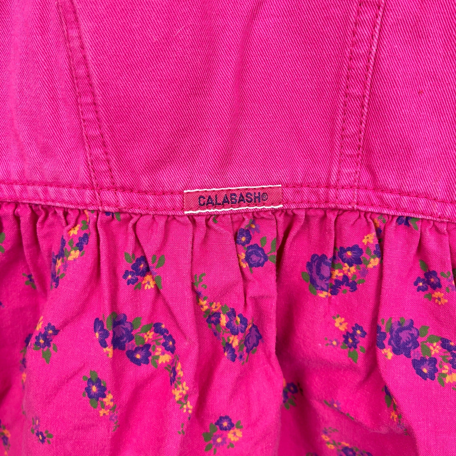 Vintage Calabash Pink Floral Denim Jumper Dress 5T