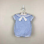 Load image into Gallery viewer, Janie and Jack The Gingham Sailor Baby Romper Blue Rose Gingham 0-3 Months

