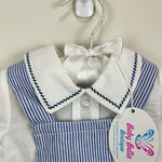 Load image into Gallery viewer, Dr. Kid Blue Striped Shortall Romper Set Newborn NWT
