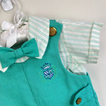 Load image into Gallery viewer, Vintage Good Lad Green Shortall Romper Set 12 Months USA
