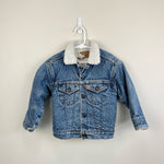 Load image into Gallery viewer, Vintage Levi's Sherpa Lined Orange Tab Blue Jean Jacket 6 USA
