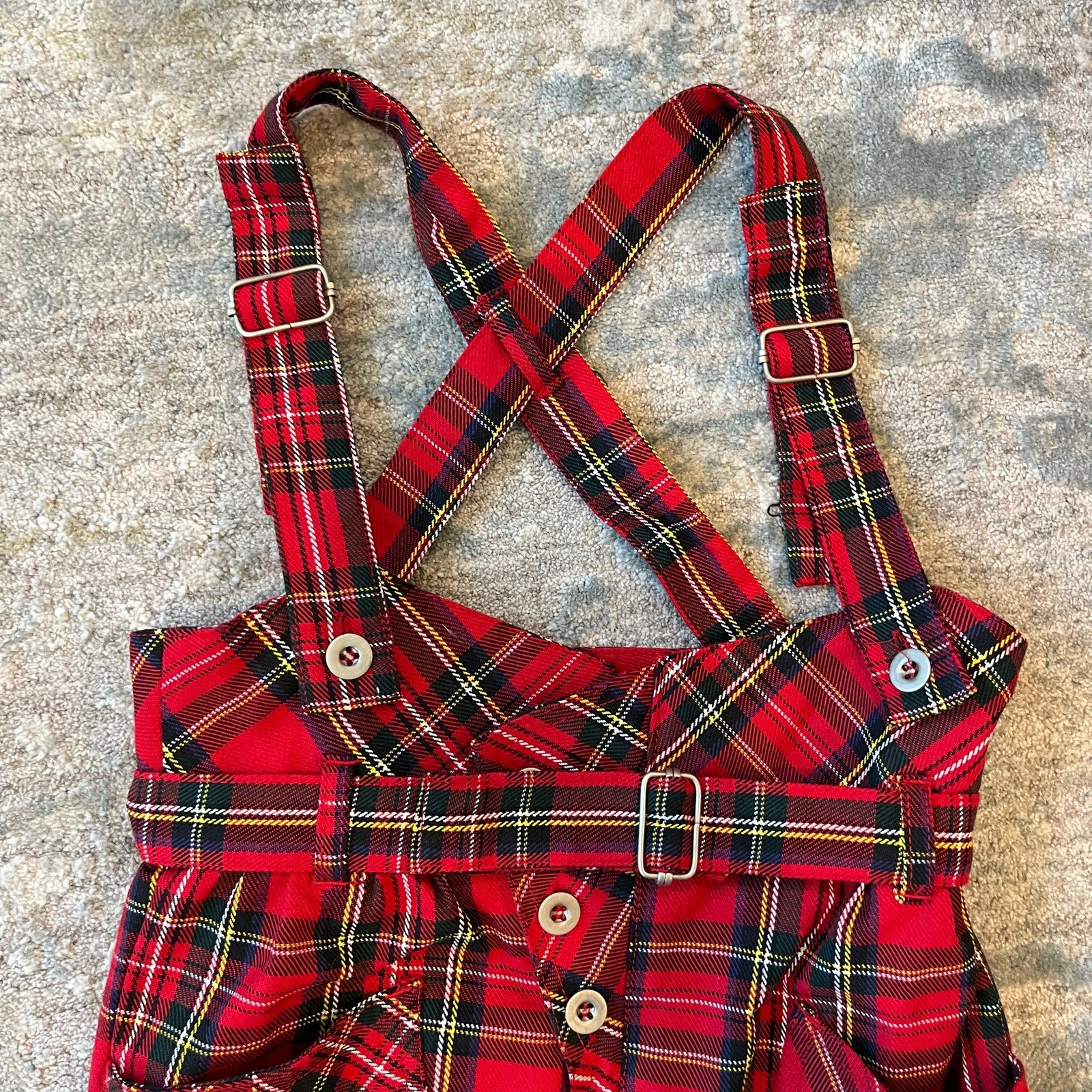 Vintage DiJon Apparel Festive Plaid Suspender Pants Overalls 6