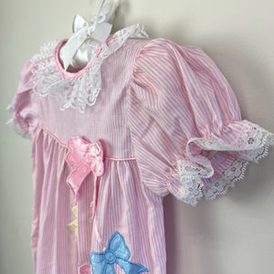 Vintage Cradles Pink Lace Bow Romper 12 Months