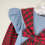 Load image into Gallery viewer, Vintage Polly Flinders Chambray Ruffle Plaid Dress 6
