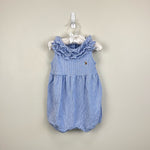 Load image into Gallery viewer, Ralph Lauren Ruffled Knit Bubble Shortall Blue 18 Months
