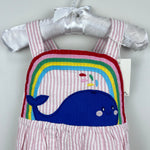 Load image into Gallery viewer, Mini Boden Appliqué Whale Woven Romper Ivory/Pink Ticking Whale 2-3 NWT
