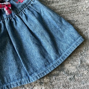 Vintage OshKosh B'gosh Blue Jean Flower Skirt 4T USA