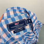 Load image into Gallery viewer, Vineyard Vines Boys' Blue Pink Plaid Whale Button Down Shirt 6
