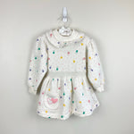 Load image into Gallery viewer, Vintage Tots Town Polka Dot Heart Ruffle Sweatshirt Dress 2T

