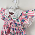 Load image into Gallery viewer, Vintage Allison Ann Smocked Pink Floral Stripe Romper 6-9 Months
