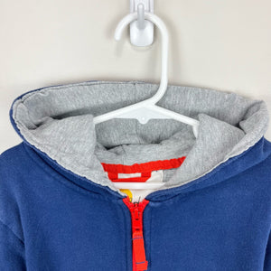 Mini Boden Navy Shark Zip Up Hoodie Sweatshirt 6-7