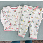 Load image into Gallery viewer, Mini Boden Cosy Velour Reversible Jacket &amp; Pants Set Pink/Ivory Ducks 3-6 Months
