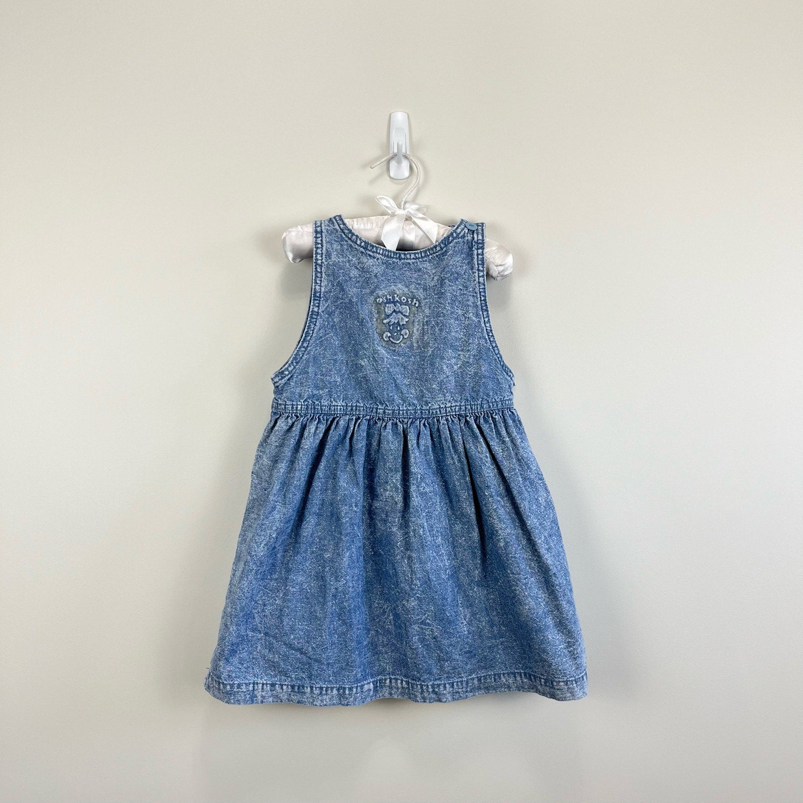 Vintage OshKosh B'gosh Acid Wash Smiley Face Dress 4T USA