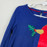 Load image into Gallery viewer, Mini Boden Festive Big Applique Dress Starboard Blue Robin 4-5
